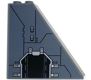 LEGO Dark Stone Gray Slope 1 x 6 x 5 (55°) with Doorway (right side) Sticker without Bottom Stud Holders (2937)