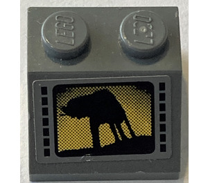 LEGO Dunkles Steingrau Steigung 2 x 2 (45°) mit AT-AT Aufkleber (3039)