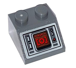 LEGO Dark Stone Gray Slope 2 x 2 (45°) with Control Display Sticker (3039)