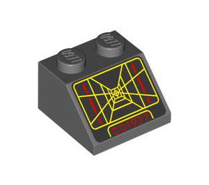 LEGO Gris pierre foncé Pente 2 x 2 (45°) avec Jaune Control Screen (3039 / 104602)