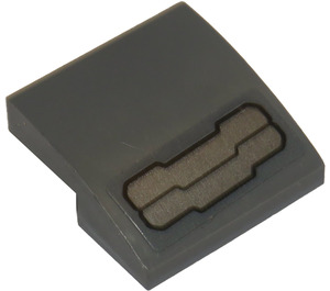 LEGO Dark Stone Gray Slope 2 x 2 Curved with Hull Plate Pattern Angled Down Sticker (15068)