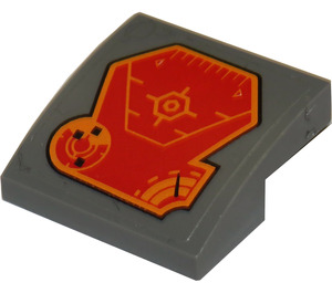 LEGO Donker Steengrijs Helling 2 x 2 Gebogen met Oranje Radar en Speedometer Sticker (15068)