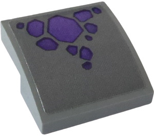 LEGO Dark Stone Gray Slope 2 x 2 Curved with Purple Stones Sticker (15068)