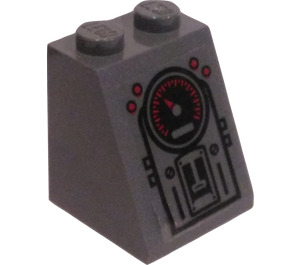 LEGO Dark Stone Gray Slope 2 x 2 x 2 (65°) with Pullshift and Heat Gauge Sticker with Bottom Tube (3678)