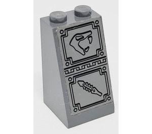 LEGO Dark Stone Gray Slope 2 x 2 x 3 (75°) with Snake Head Looking Right Sticker (Solid Studs) (98560)