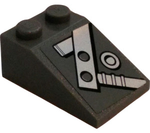 LEGO Gris pierre foncé Pente 2 x 3 (25°) avec Steel Bars et Bolts (La gauche) Autocollant avec surface rugueuse (3298)