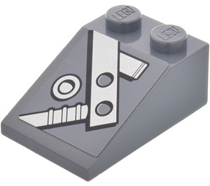 LEGO Dark Stone Gray Slope 2 x 3 (25°) with Steel Bars and Bolts (Right) Sticker with Rough Surface (3298)