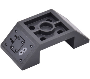LEGO Dark Stone Gray Slope 2 x 4 (45°) Double Inverted with Open Center with Bullet Damaged Panel Sticker (4871)
