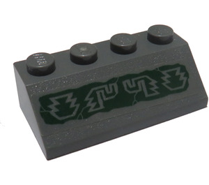 LEGO Dark Stone Gray Slope 2 x 4 (45°) with Aztec Writings Sticker with Rough Surface (3037)