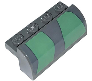 LEGO Dark Stone Gray Slope 2 x 4 x 1.3 Curved with Sand green and gray Camouflage 77012 - 2 Sticker (6081)