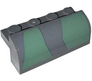 LEGO Dark Stone Gray Slope 2 x 4 x 1.3 Curved with Sand green and gray Camouflage 77012 Sticker (6081)