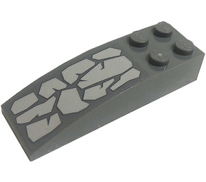 LEGO Gris pierre foncé Pente 2 x 6 Incurvé avec Stones Autocollant (44126)