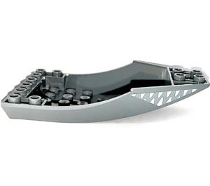 LEGO Gris pierre foncé Pente 2 x 6 x 10 Incurvé Inversé avec blanc Pointed Les dents Modèle sur both sides Autocollant (47406)