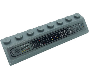 LEGO Dark Stone Gray Slope 2 x 8 (45°) with Control Panel, Levers, Dials, Buttons Sticker (4445)