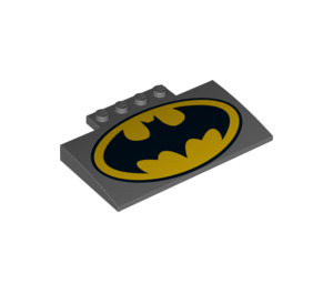 LEGO Donker Steengrijs Helling 5 x 8 x 0.7 Gebogen met Batman logo (15625 / 16762)