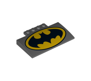 LEGO Mørk steingrå Skråning 5 x 8 x 0.7 Buet med Batman logo (15625 / 16762)