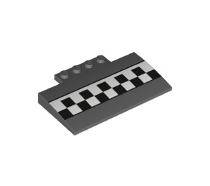 LEGO Tumma kivenharmaa Luiska 5 x 8 x 0.7 Kaareva jossa Checkered Line (15625 / 33368)