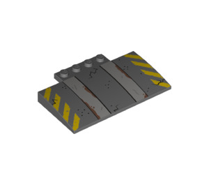 LEGO Dark Stone Gray Slope 5 x 8 x 0.7 Curved with Hazard Stripes and Tyre Tracks (15625 / 38143)