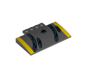 LEGO Grigio pietra scuro Pendenza 5 x 8 x 0.7 Curvo con Giallo Lines e Pneumatico Tracks (15625 / 33700)