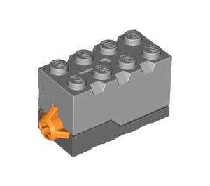 LEGO Gris piedra oscuro Sonido Ladrillo 2 x 4 x 2 Puerta/Perro con Medium Stone Grey Parte superior (96287)