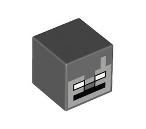 LEGO Dunkles Steingrau Platz Minifigure Kopf mit Stray Gesicht (37066 / 102252)