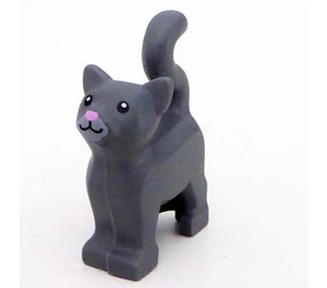 LEGO Dark Stone Gray Standing Cat with Long Tail with Gray Fur and Pink Nose (80829)