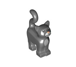 LEGO Grigio pietra scuro Standing Gatto con Lungo Coda con Grigio Capelli (80829 / 101399)