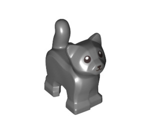 LEGO Dunkles Steingrau Standing Katze mit Kurz Schwanz Oben mit Schwarz Nose (84786 / 100552)