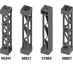 LEGO Donker steengrijs Support 2 x 2 x 10 Draagbalk Driehoekig Verticaal (Type 1 - solide nop, 3 staanders) (30517)