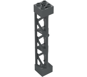 LEGO Donker steengrijs Support 2 x 2 x 10 Draagbalk Driehoekig Verticaal (Type 4 - 3 staanders, 3 secties) (4687 / 95347)