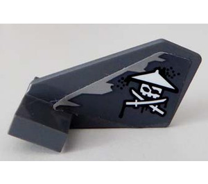 LEGO Dark Stone Gray Tail 2 x 3 x 2 Fin with White Ninja Skull with Crossed Swords on Both Sides Sticker (35265)