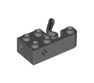 LEGO Donker steengrijs Technic Steen 2 x 4 met 5 Noppen, As gat en Pin Launching Hendel (61185)