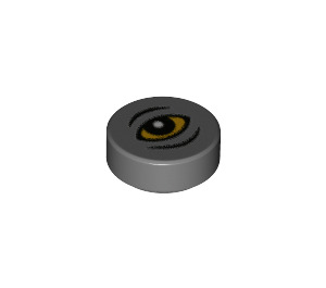 LEGO Dark Stone Gray Tile 1 x 1 Round with Yellow Eye (40521 / 98138)