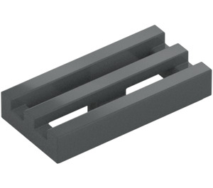 LEGO Dark Stone Gray Tile 1 x 2 Grille (with Bottom Groove) (2412 / 30244)