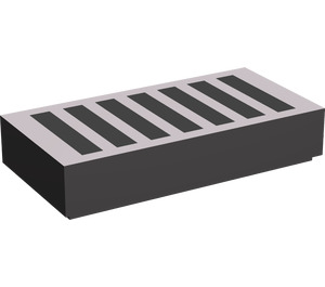 LEGO Dark Stone Gray Tile 1 x 2 with Black Grille with Groove (3069)