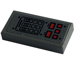 LEGO Gris pierre foncé Tuile 1 x 2 avec Control Panneau, Keypad, Buttons Autocollant avec rainure (3069)