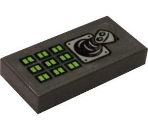 LEGO Dark Stone Gray Tile 1 x 2 with Helicopter Joystick and Switches Sticker with Groove (3069)