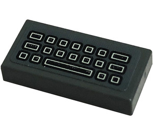 LEGO Gris pierre foncé Tuile 1 x 2 avec Keyboard Autocollant avec rainure (3069)