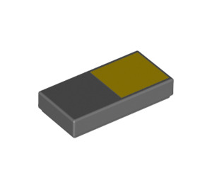 LEGO Dark Stone Gray Tile 1 x 2 with Large Yellow Square with Groove (3069 / 72336)