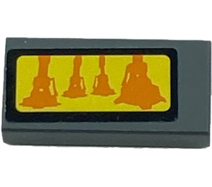 LEGO Gris pierre foncé Tuile 1 x 2 avec Orange SW AT-AT Jambes Autocollant avec rainure (3069)