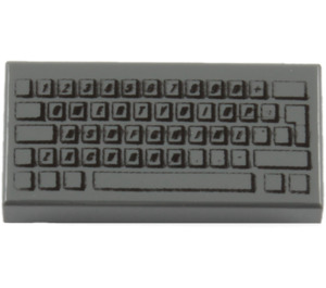 LEGO Dark Stone Gray Tile 1 x 2 with PC Keyboard Pattern with Groove (3069)