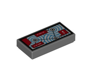 LEGO Dark Stone Gray Tile 1 x 2 with Radar with Groove (3069 / 38637)