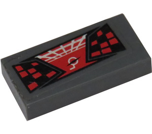 LEGO Dark Stone Gray Tile 1 x 2 with Red Head-Up Display (HUD) and Red and Black Lights Sticker with Groove (3069)