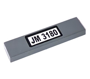 LEGO Dark Stone Gray Tile 1 x 4 with 'JM 3180' Sticker (2431)