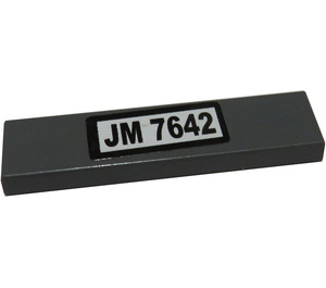 LEGO Dark Stone Gray Tile 1 x 4 with "JM 7642" Sticker (2431)