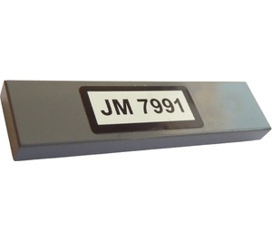 LEGO Dark Stone Gray Tile 1 x 4 with 'JM 7791' Sticker (2431 / 91143)
