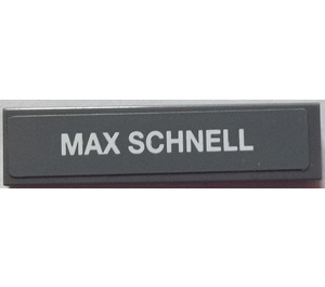 LEGO Dark Stone Gray Tile 1 x 4 with 'MAX SCHNELL' Sticker (2431 / 91143)