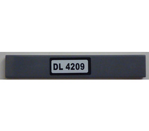 LEGO Dark Stone Gray Tile 1 x 6 with 'DL 4209' Sticker (6636)