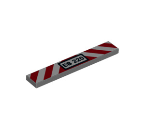 LEGO Grigio pietra scuro Piastrella 1 x 6 con 'EB 220' e Rosso/Bianco Strisce (6636 / 43175)