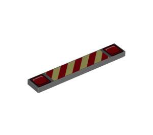 LEGO Dark Stone Gray Tile 1 x 6 with Rear Lights and Diagonal Red & Yellow Stripes (6636 / 73901)